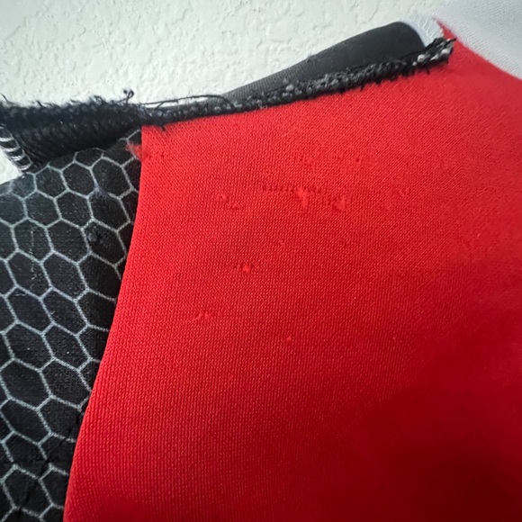 Power Ranger Red and Black Superhero Costume with Gold Accents - Picture 4 of 9